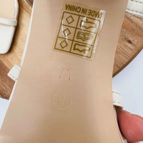 Public Desire Mabel Wide Fit Off White Ankle Tie Block Heeled Sandals Size UK 8W - Picture 13 of 13